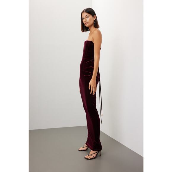 Bronx & Banco Red Velvet Florentina Corset Lace Up Back Gown Size Extra Small - Picture 2 of 16